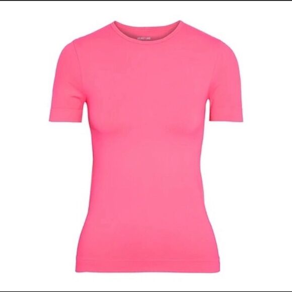 Revolve HELMUT LANG Pink Stretch Jersey Crew Neck Fitted T-shirt XS/S Y2K - Picture 4 of 12